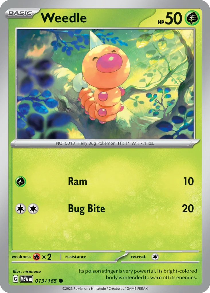 Weedle Pokemon card