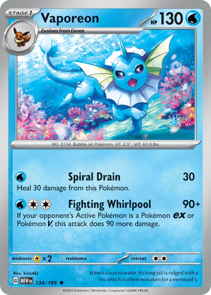Vaporeon Pokemon card