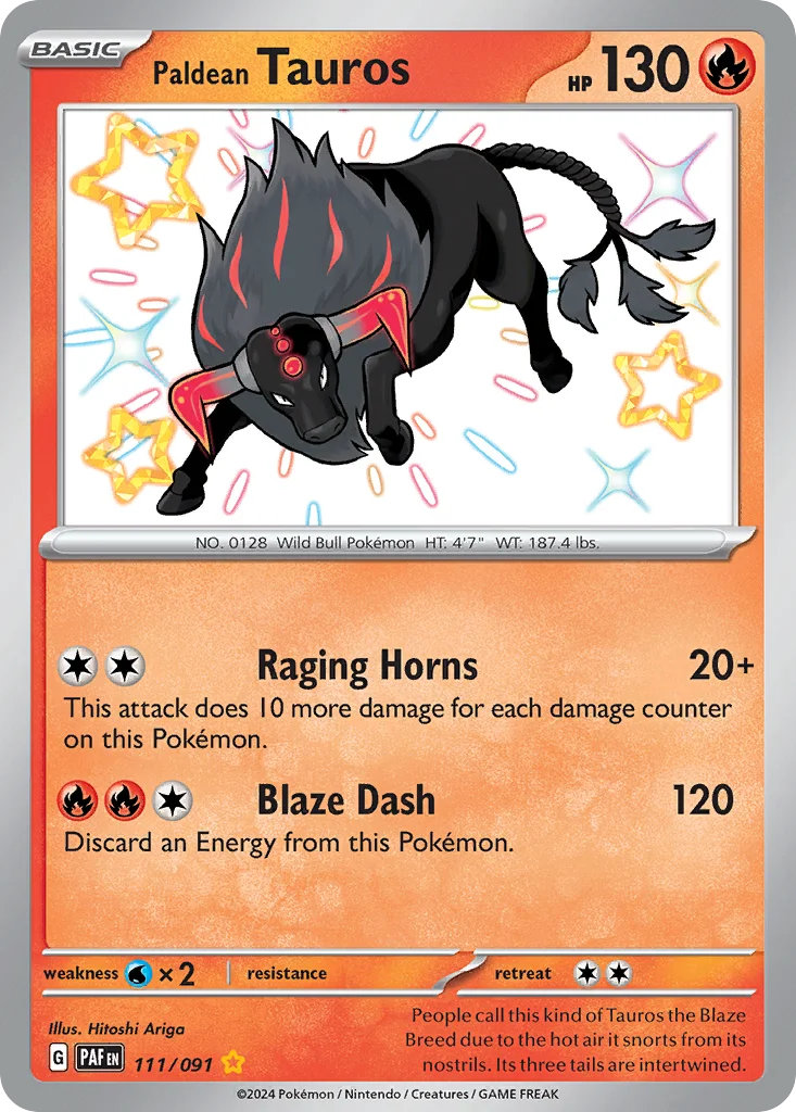 Paldean Tauros Pokemon card