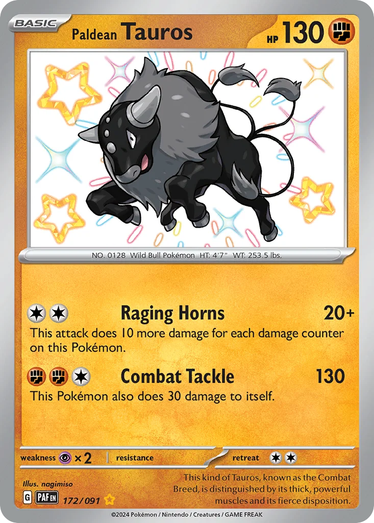 Paldean Tauros Pokemon card