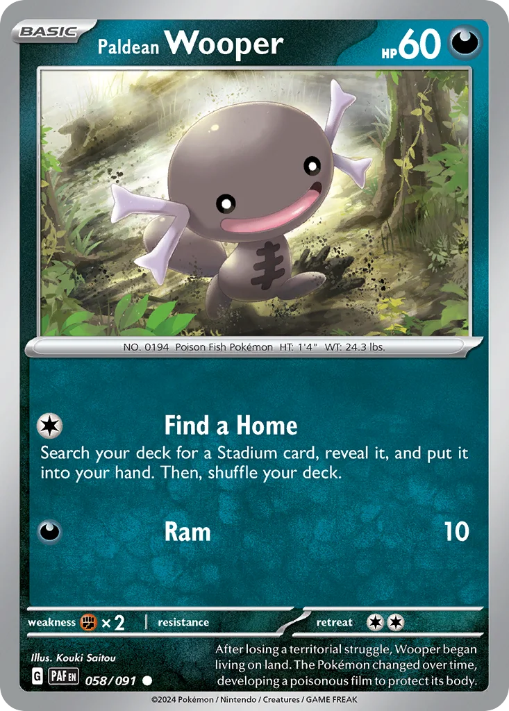Paldean Wooper Pokemon card