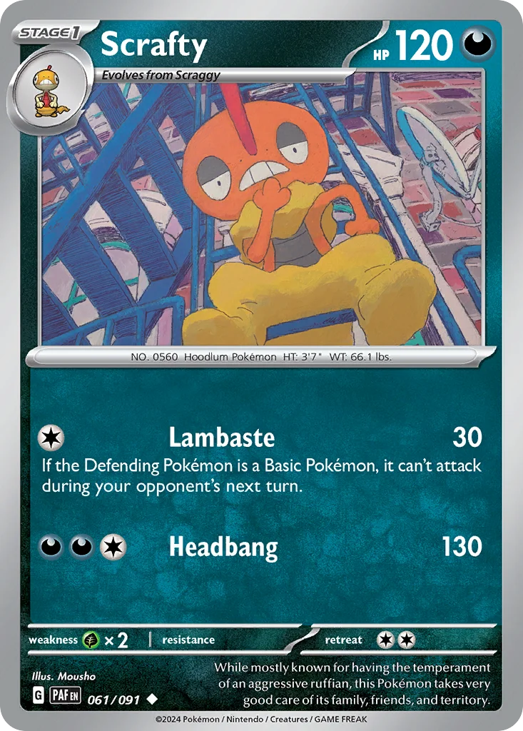 Scrafty Pokemon card
