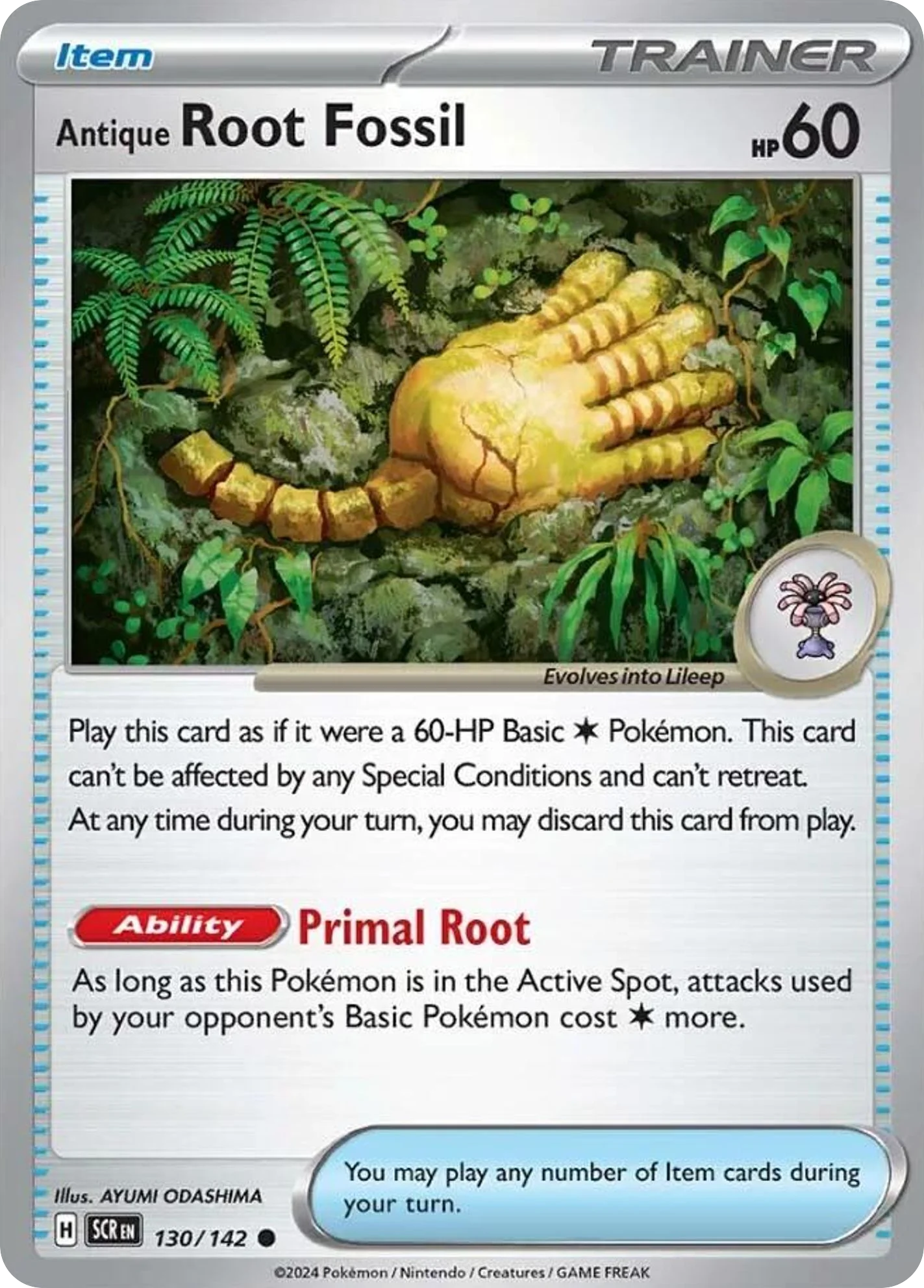 Antique Root Fossil Pokemon card