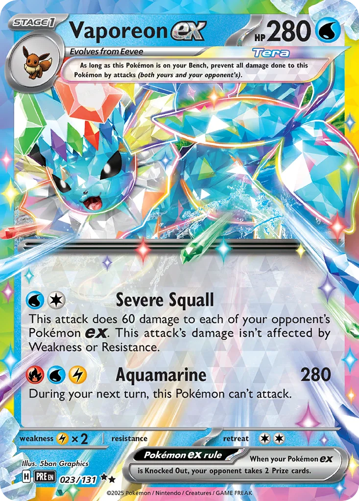 Vaporeon ex Pokemon card