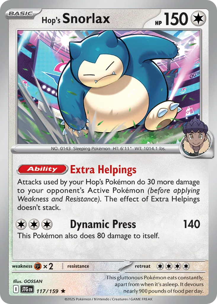 Hop's Snorlax Pokemon card