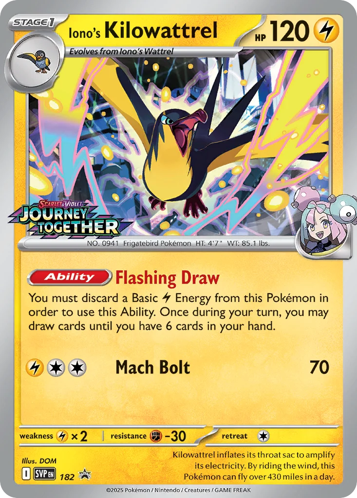 Iono's Kilowattrel Pokemon card