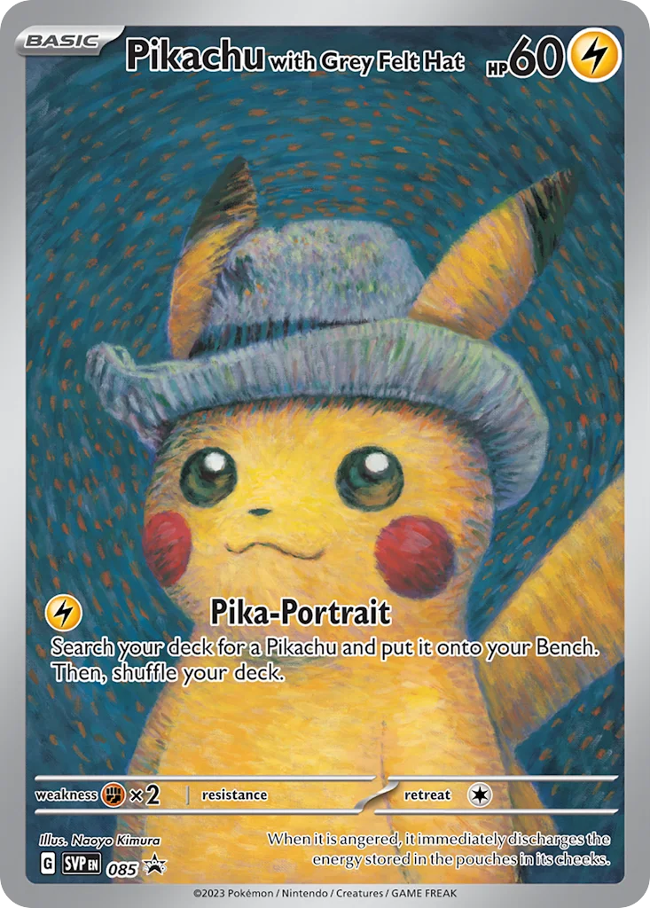 Pikachu with Grey Felt Hat Pokemon card