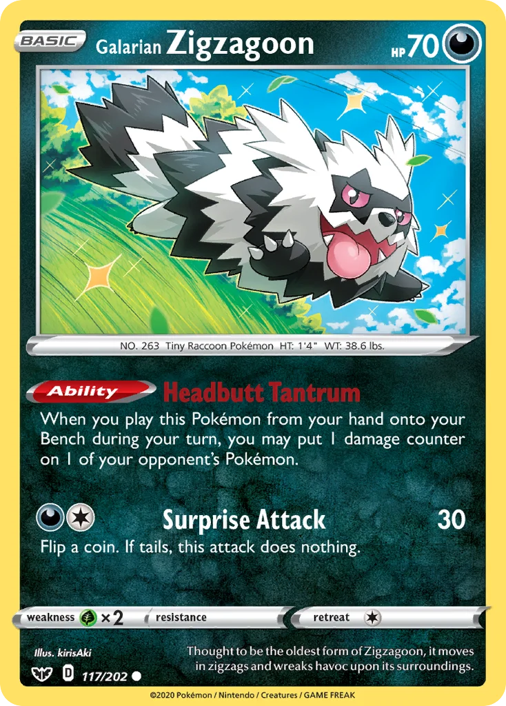 Galarian Zigzagoon Pokemon card