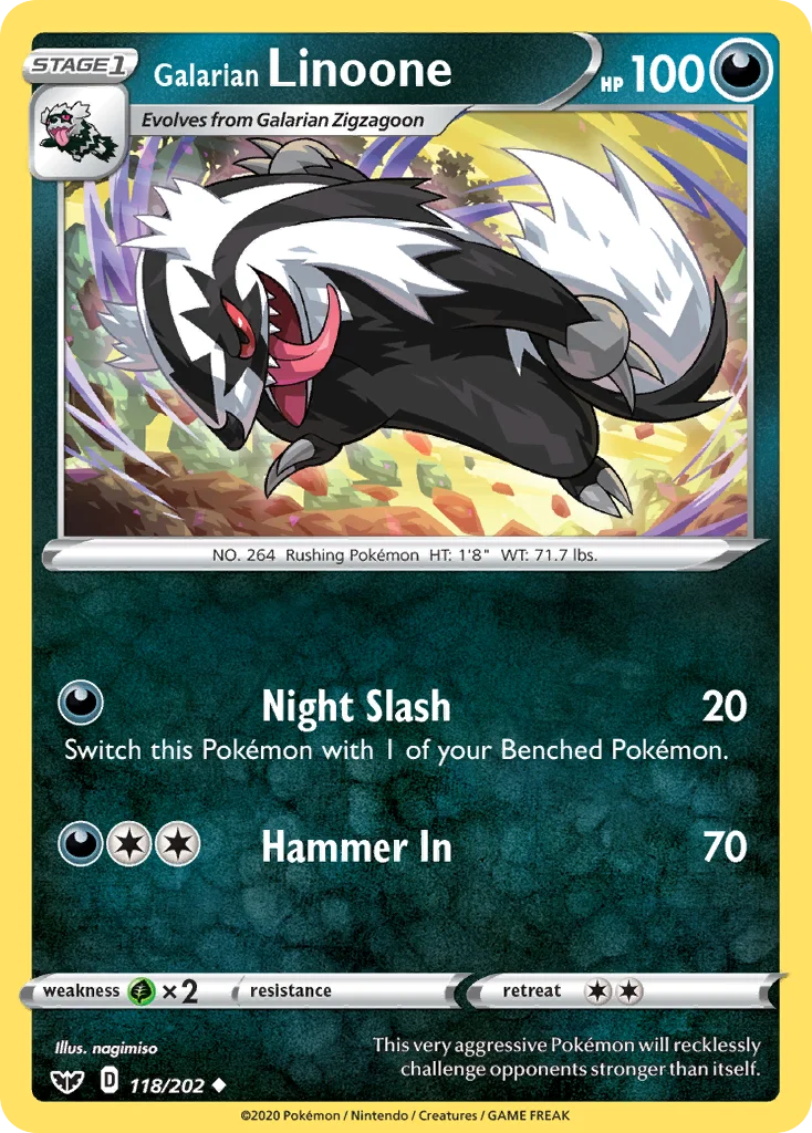 Galarian Linoone Pokemon card