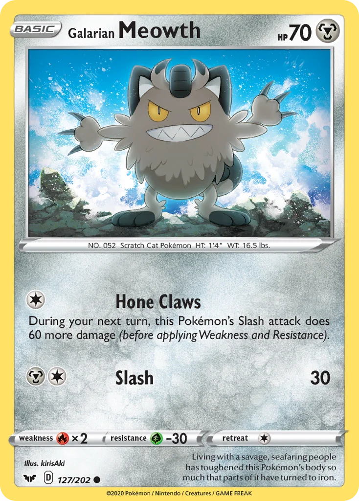 Galarian Meowth Pokemon card