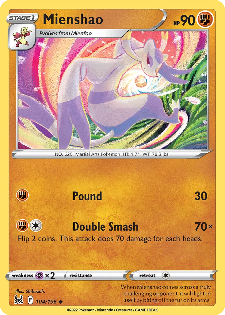 Mienshao Pokemon card