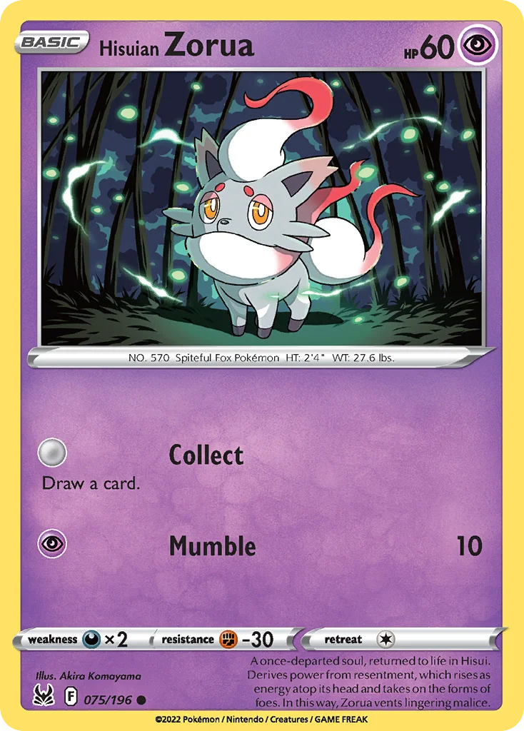 Hisuian Zorua Pokemon card