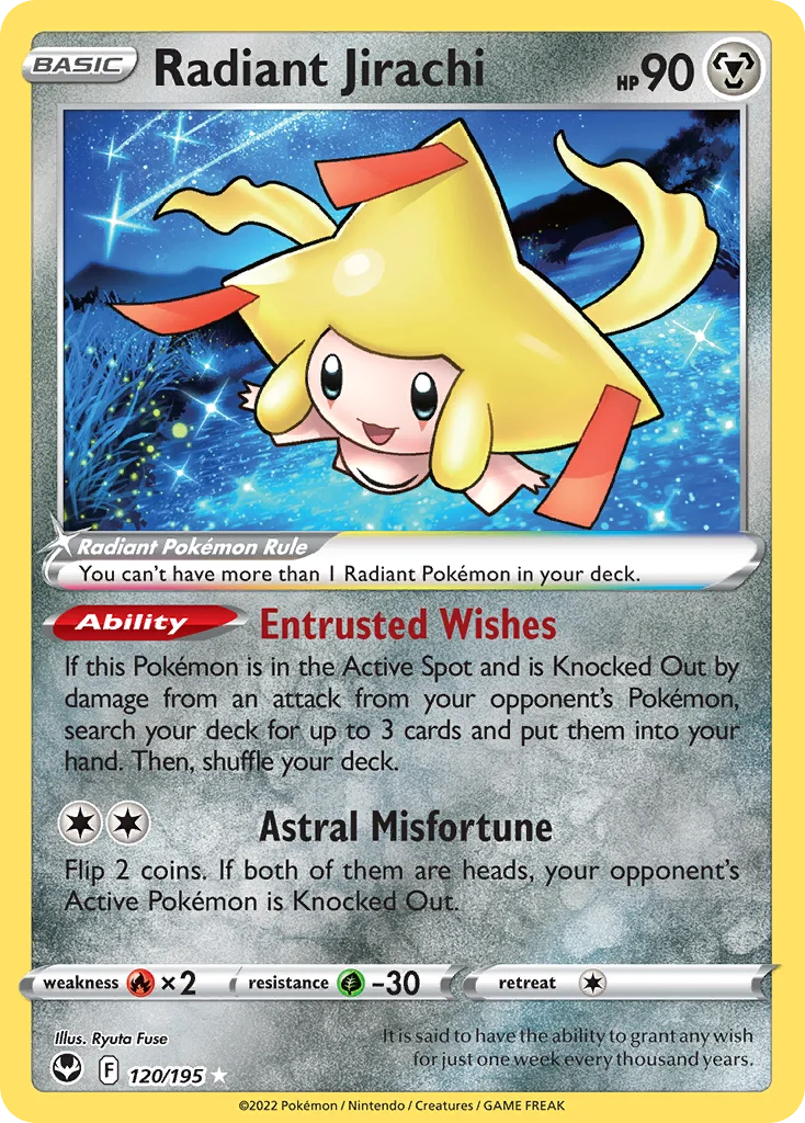 Radiant Jirachi Pokemon card