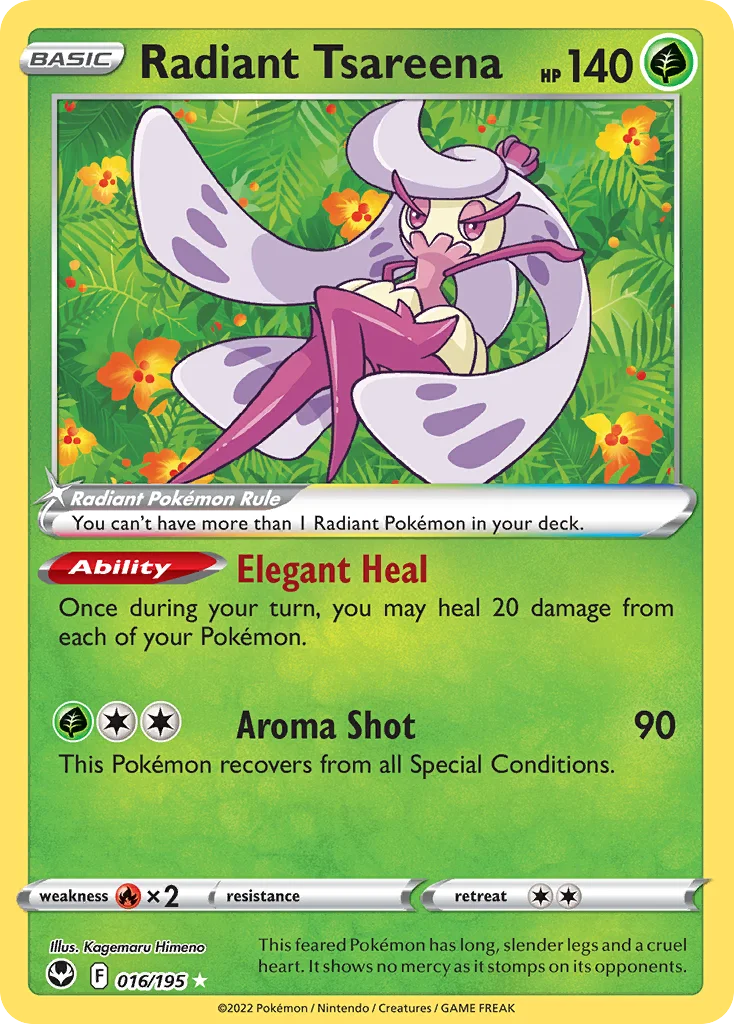 Radiant Tsareena Pokemon card