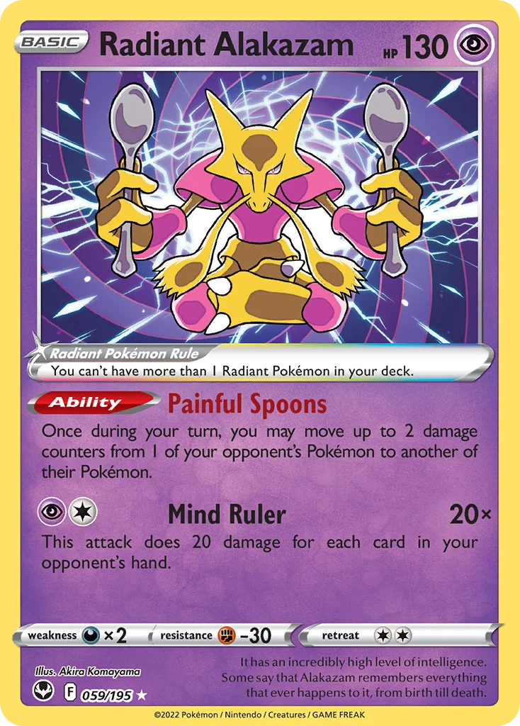 Radiant Alakazam Pokemon card