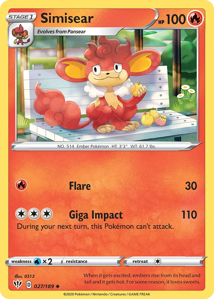 Simisear Pokemon card