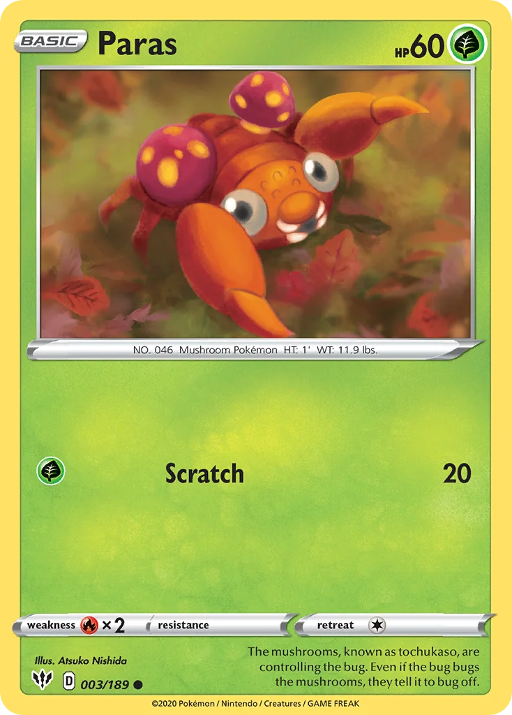 Paras Pokemon card
