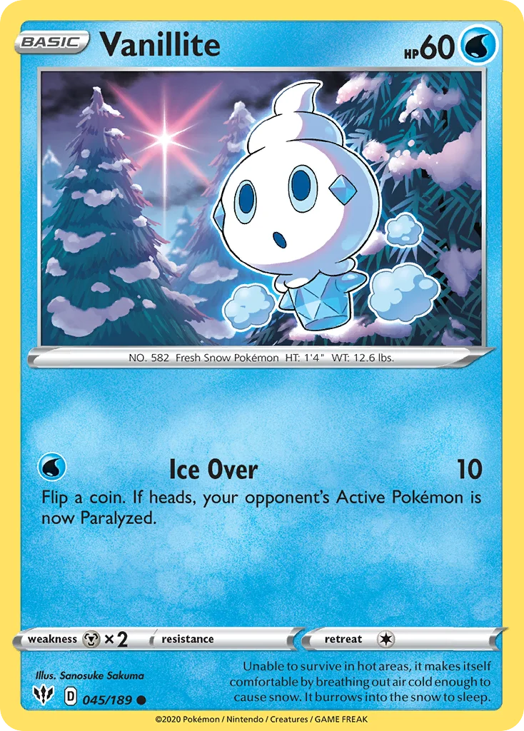 Vanillite Pokemon card