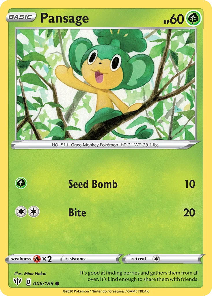Pansage Pokemon card