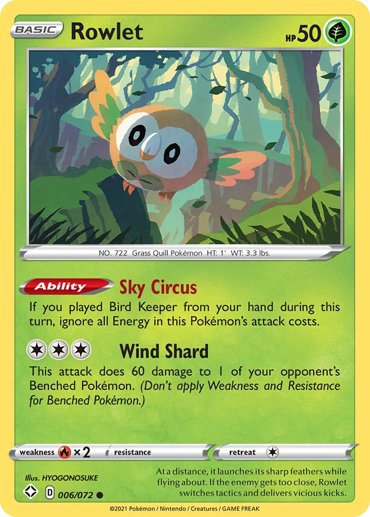 Rowlet Pokemon card