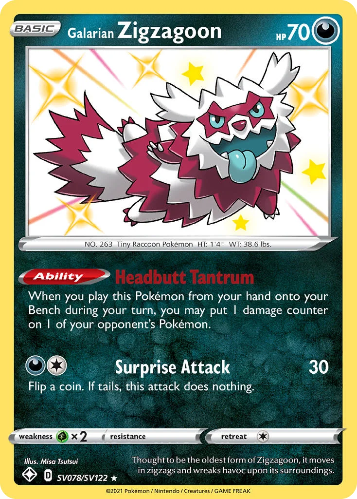 Galarian Zigzagoon Pokemon card