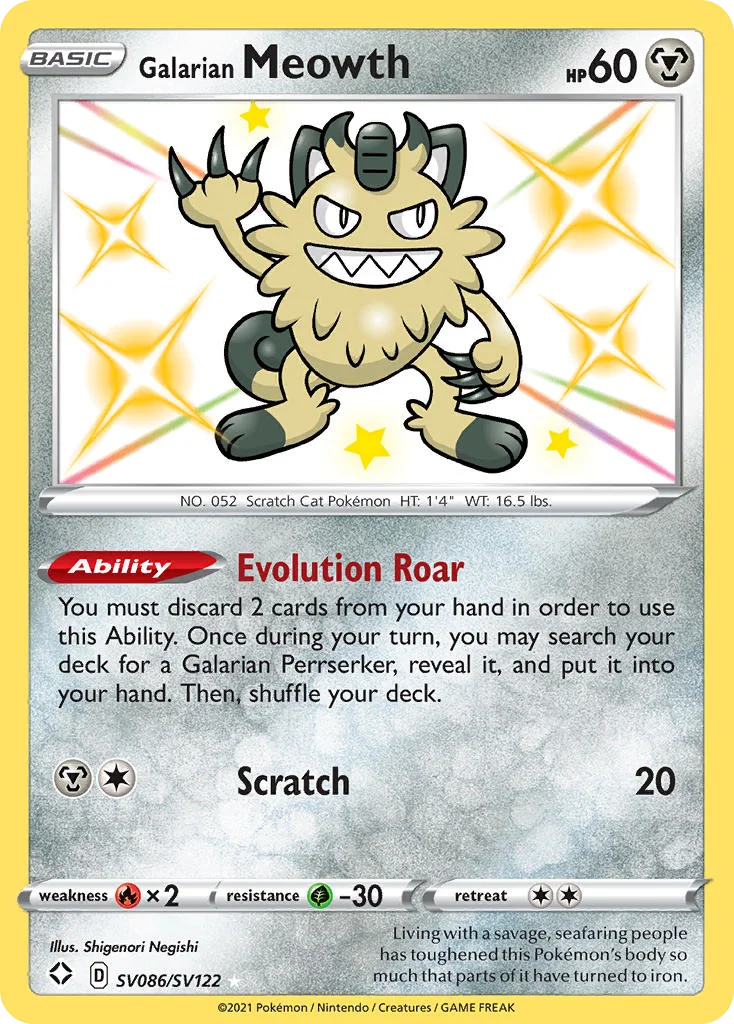 Galarian Meowth Pokemon card