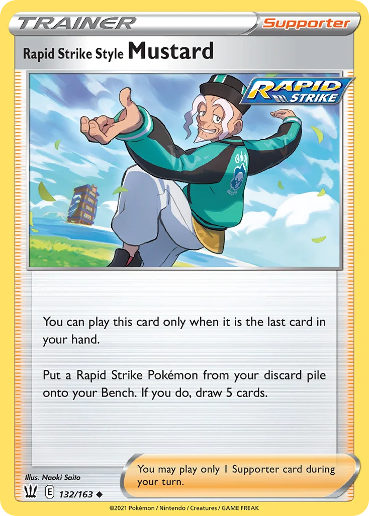 Rapid Strike Style Mustard Pokemon card