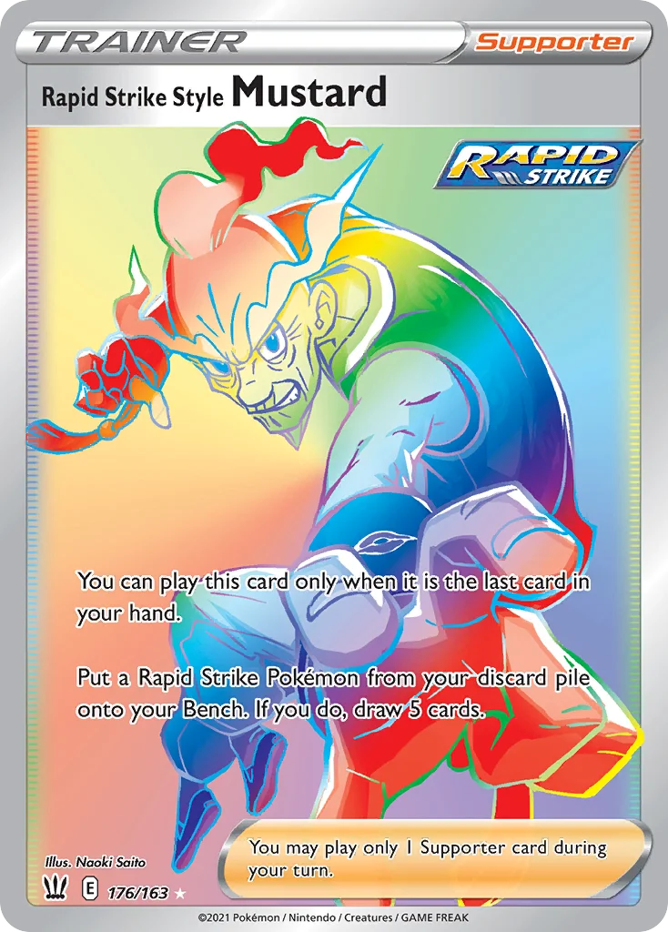 Rapid Strike Style Mustard Pokemon card