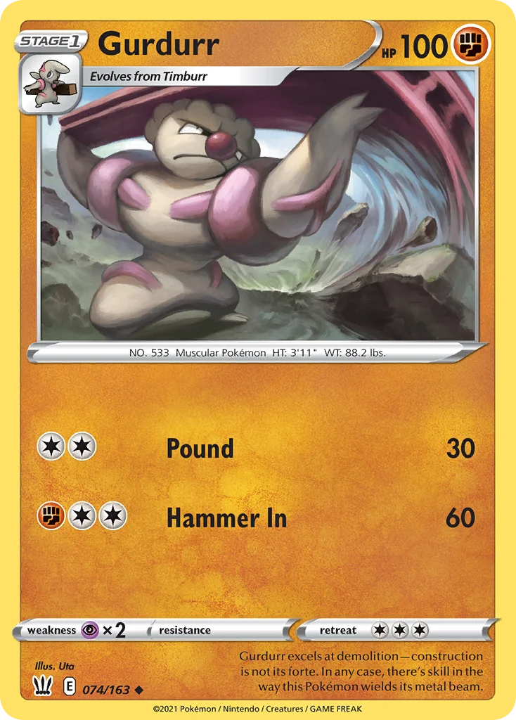 Gurdurr Pokemon card