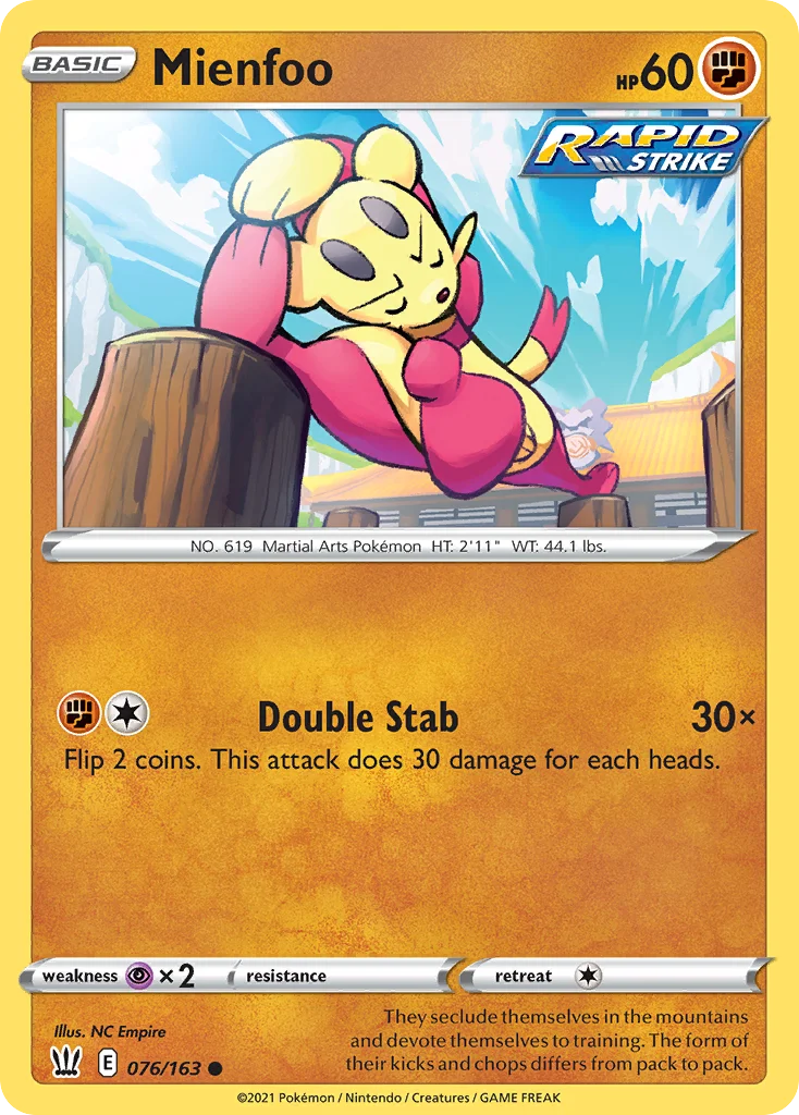 Mienfoo Pokemon card