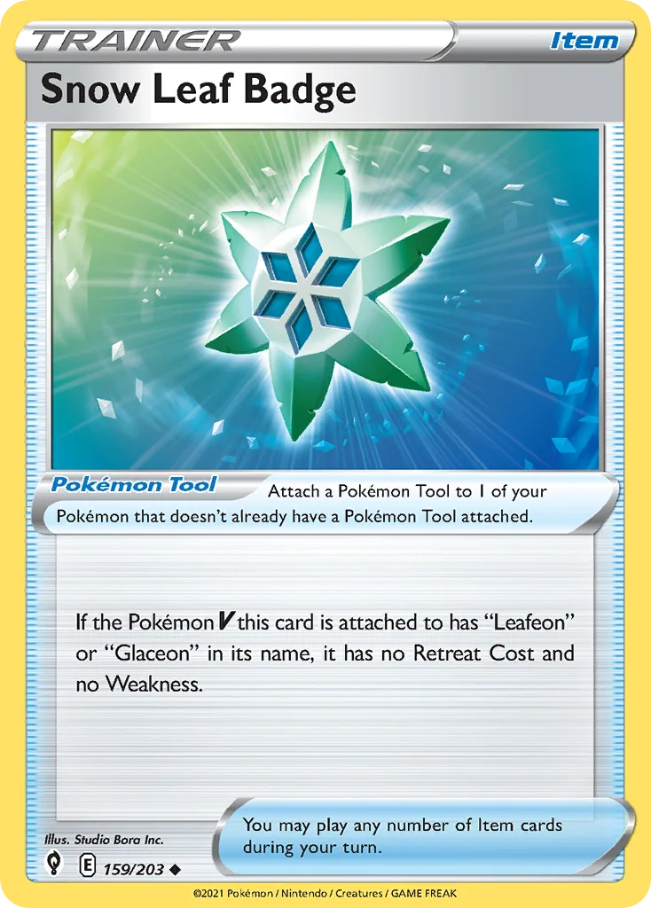 Snow Leaf Badge Pokemon card