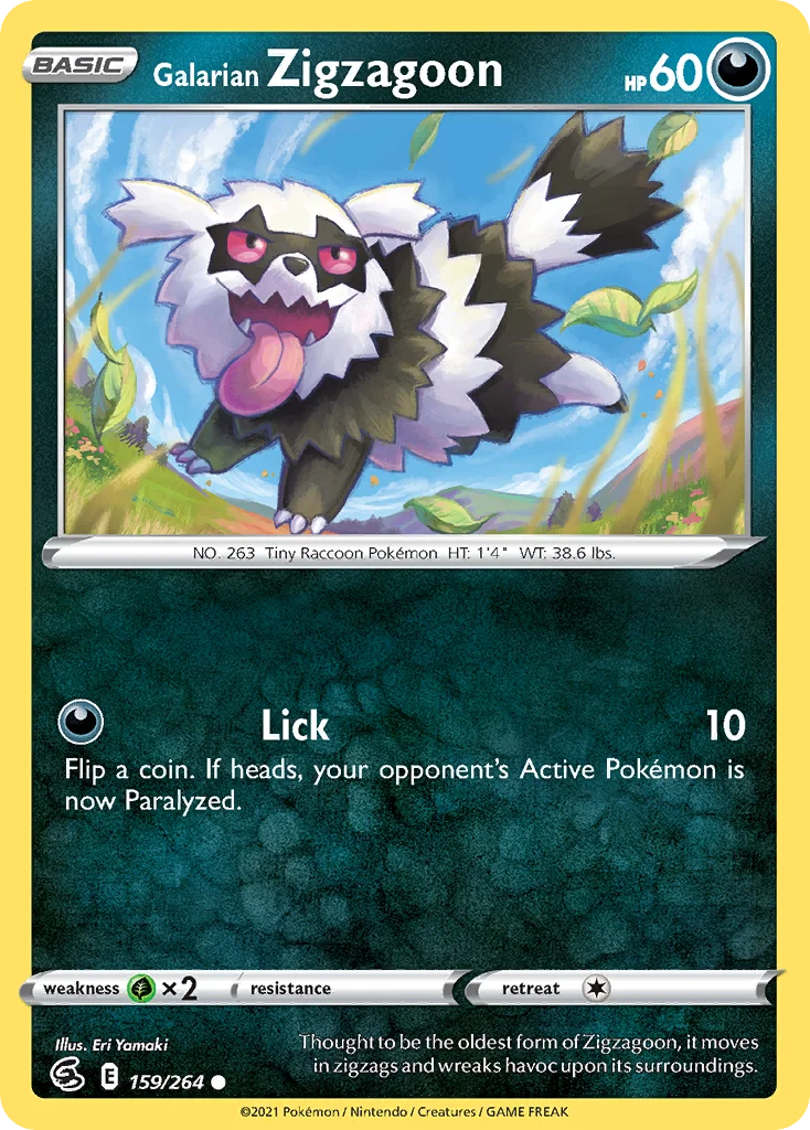 Galarian Zigzagoon Pokemon card