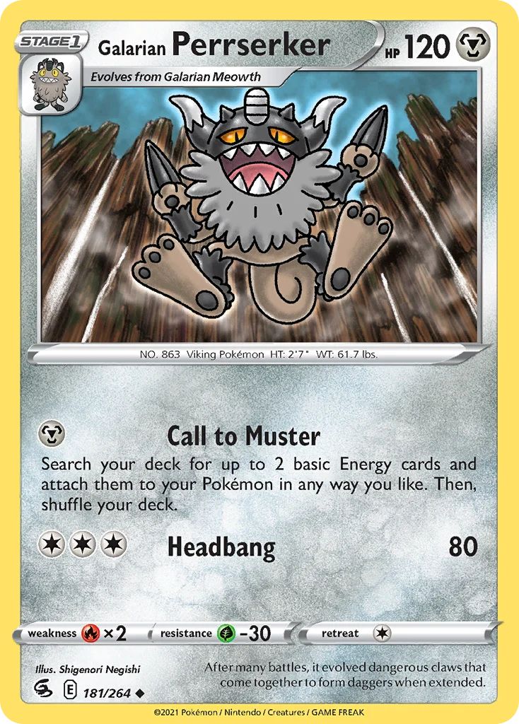 Galarian Perrserker Pokemon card