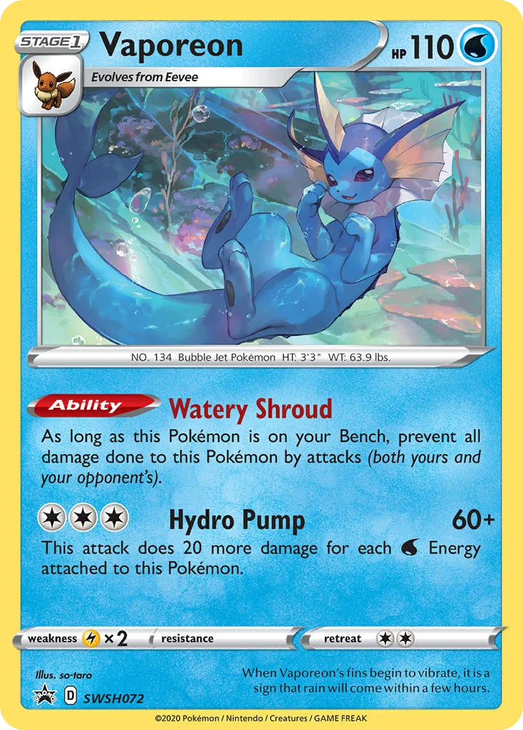 Vaporeon Pokemon card