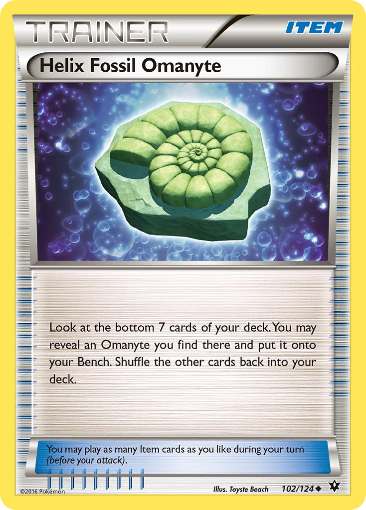 Helix Fossil Omanyte Pokemon card