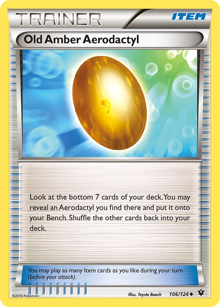 Old Amber Aerodactyl Pokemon card